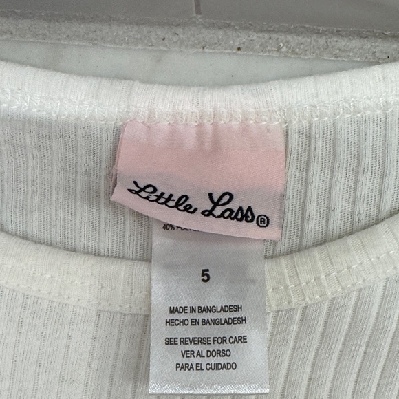 Little Lass Charcoal and Pink Floral Leggings with White ribbed top NWT - Picture 2 of 11